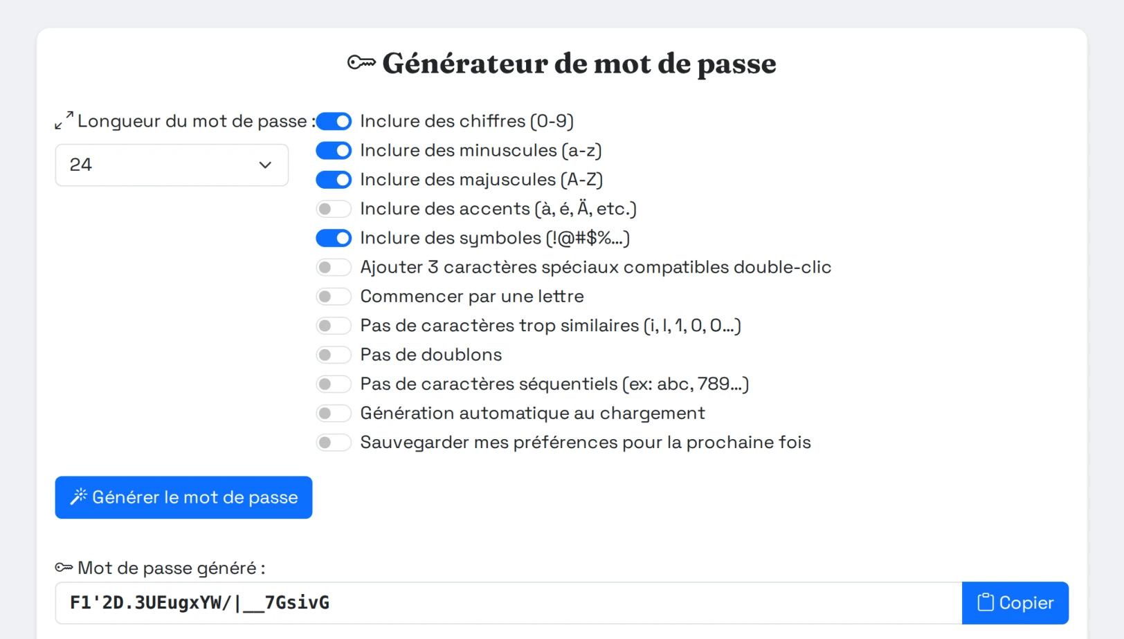 Aperçu de Générateur de Mots de Passe